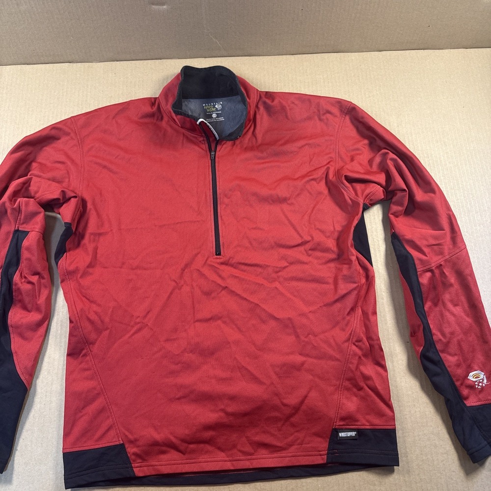 Mountain Hardwear Windstopper Quarter Zip Pullover Red Black Mens XL